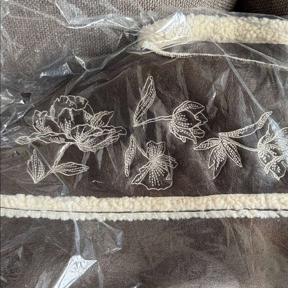 NWT$218 DRIFTWOOD Silas Faux Leather Shearling Floral Embroidery Brown Jacket XL - Picture 12 of 13